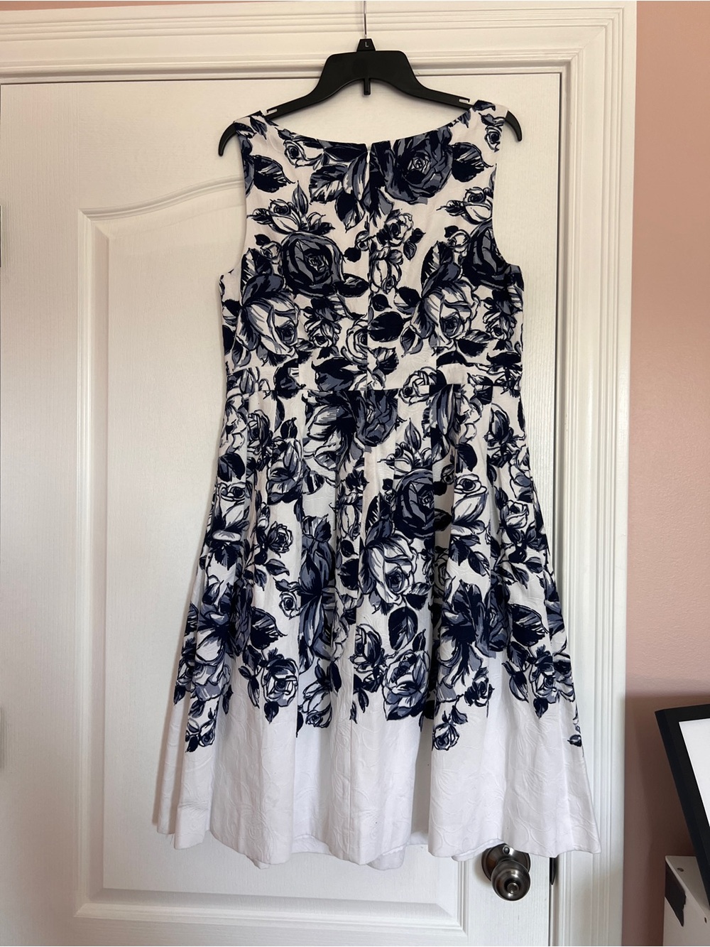 Talbots White Dress with Navy Rose Print - Picture 8 of 9